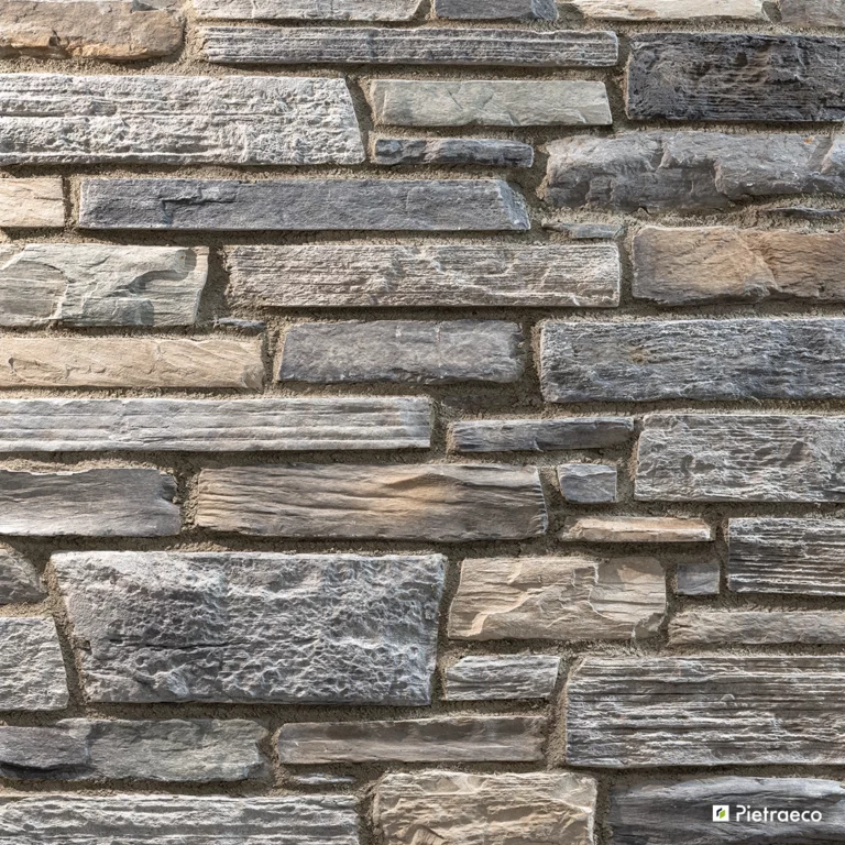 Pietra Ricostruita Pietraeco - Modello Misto Spacco - Colore Argento